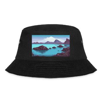 Blue Lagoon, Iceland - Pixel Art - Bucket Hat - black - Front - Lela (165cm)