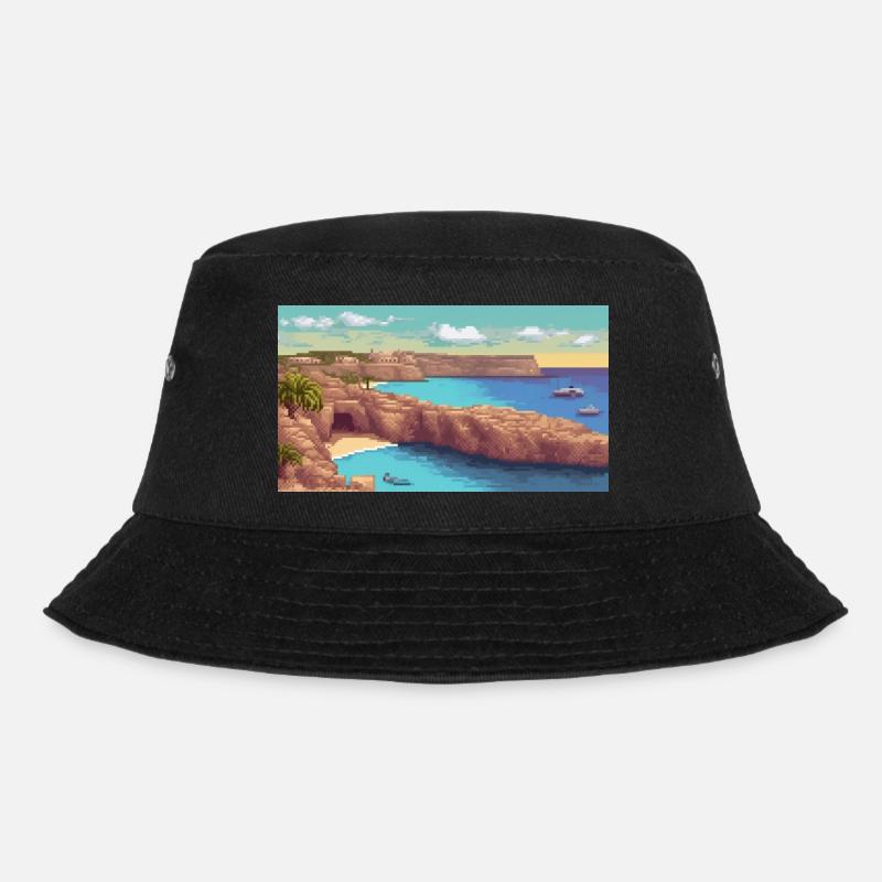 Comino Island, Malta - Pixel Art - Bucket Hat - black