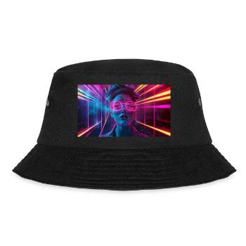 Neon Dream - Futuristisches Porträt - Bucket Hat - Schwarz - Vorne - Lela (165cm)