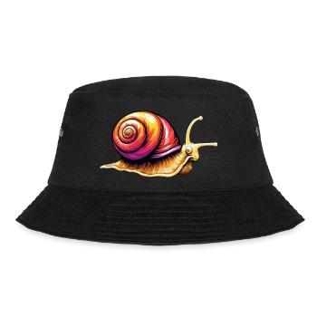 Schnecke Weinbergschnecke - Bucket Hat - Schwarz - Vorne - Lela (165cm)