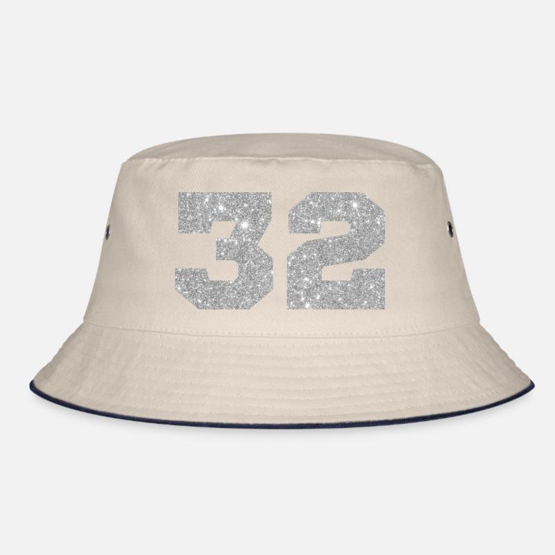 Number 32 Silver Glitter - 32nd Anniversary Bucket Hat