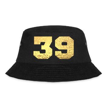 Number 39 Gold Glitter - 39th Anniversary - Bucket Hat - black - Front - Lela (165cm)