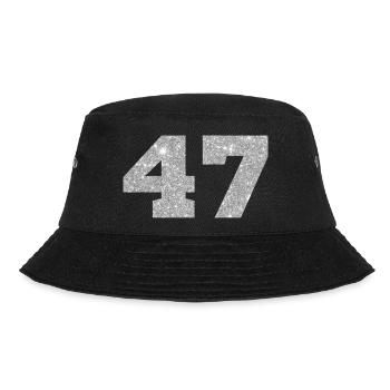 Number 47 Silver Glitter - 47th Anniversary - Bucket Hat - black - Front - Lela (165cm)