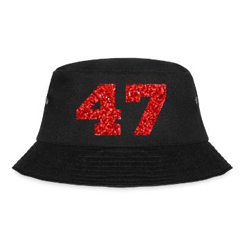 Number 47 Red Glitter - 47th Anniversary - Bucket Hat - black - Front - Lela (165cm)