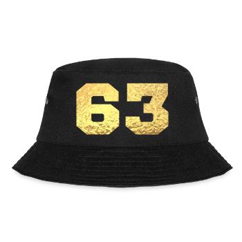 Number 63 Gold Glitter - 63rd Anniversary - Bucket Hat - black - Front - Lela (165cm)