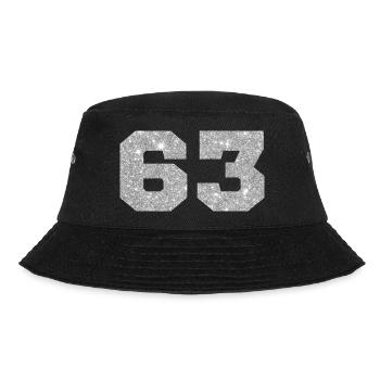 Number 63 Silver Glitter - 63rd Birthday - Bucket Hat - black - Front - Lela (165cm)