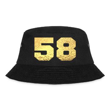 Number 58 Gold Glitter - 58th Anniversary - Bucket Hat - black - Front - Lela (165cm)