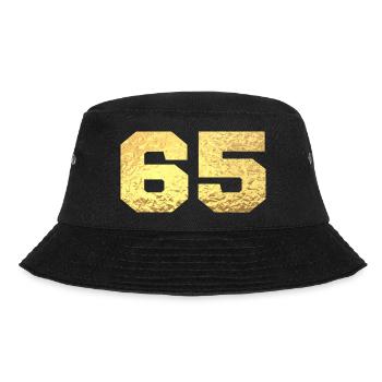 Number 65 Gold Glitter - 65th Anniversary - Bucket Hat - black - Front - Lela (165cm)