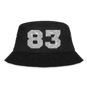 Number 83 Silver Glitter - 83rd Birthday - Bucket Hat - black - Front - Lela (165cm)