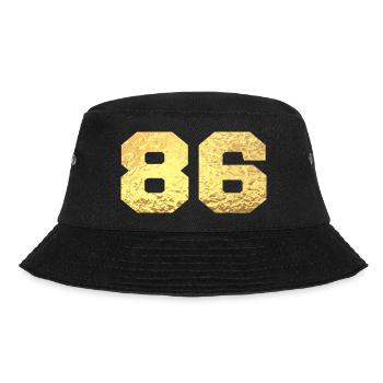 Number 86 Gold Glitter - 86th Anniversary - Bucket Hat - black - Front - Lela (165cm)