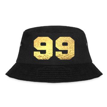 Nummer 99 Gold Glitter - 99. Jahrestag - Bucket Hat - Schwarz - Vorne - Lela (165cm)