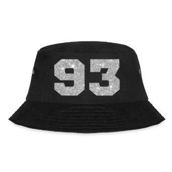 Number 93 Silver Glitter - 93rd Birthday - Bucket Hat - black - Front - Lela (165cm)