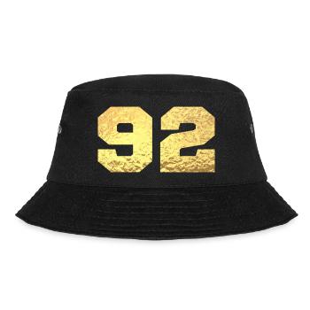 Nummer 92 Gold Glitter - 92. Geburtstag - Bucket Hat - Schwarz - Vorne - Lela (165cm)