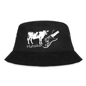 Muhsiker - Kug mit Gitarre - hell - Bucket Hat - Schwarz - Vorne - Lela (165cm)