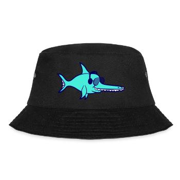 Cool DJ Shark Sawfish Shark Fish Party Music - Bucket Hat - black - Front - Lela (165cm)