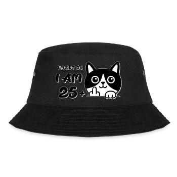 I'm Not 26, I Am 25 Plus 1 Middle Finger Cat Flip - Bucket Hat - black - Front - Lela (165cm)