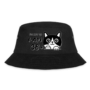 Ich bin nicht 39, ich bin 38 plus 1 Mittelfinger Katzenflipp - Bucket Hat - Schwarz - Vorne - Lela (165cm)