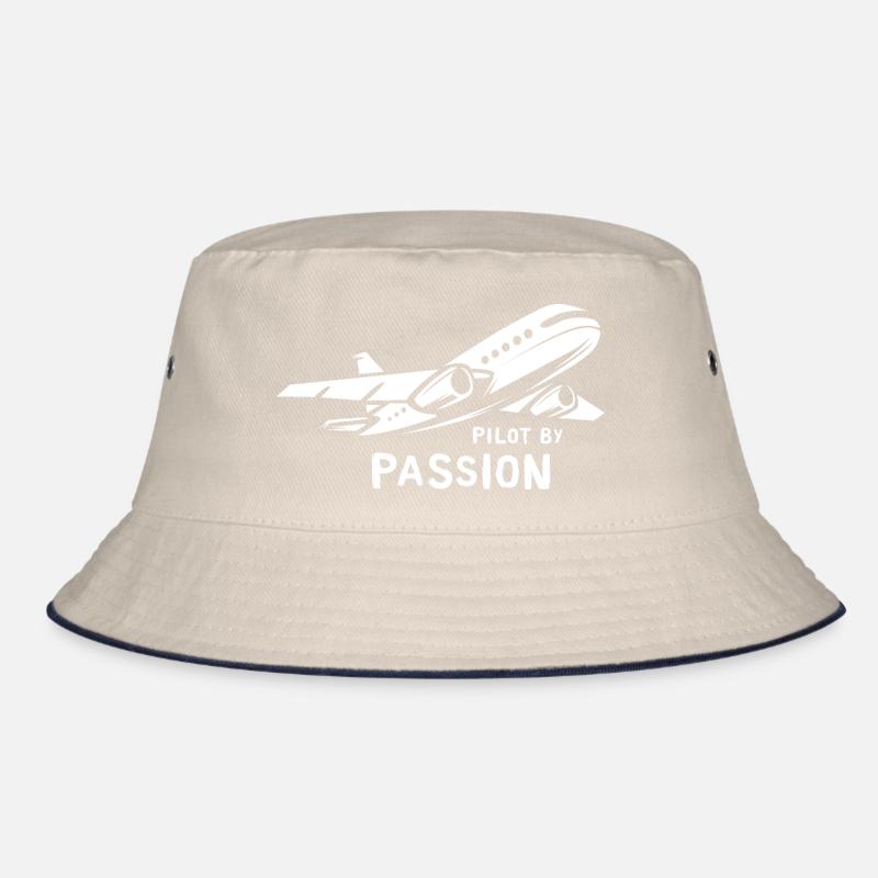 Pilot by Passion - Airplane and Aviation Logo Bucket Hat