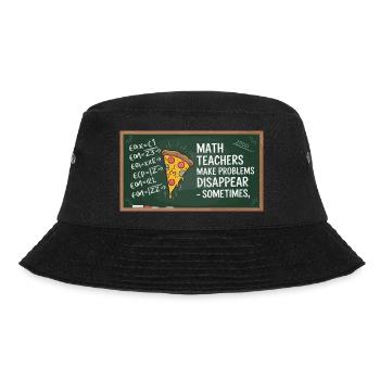 Lustiges Mathelehrer Design Pizza & Probleme lösen - Bucket Hat - Schwarz - Vorne - Lela (165cm)