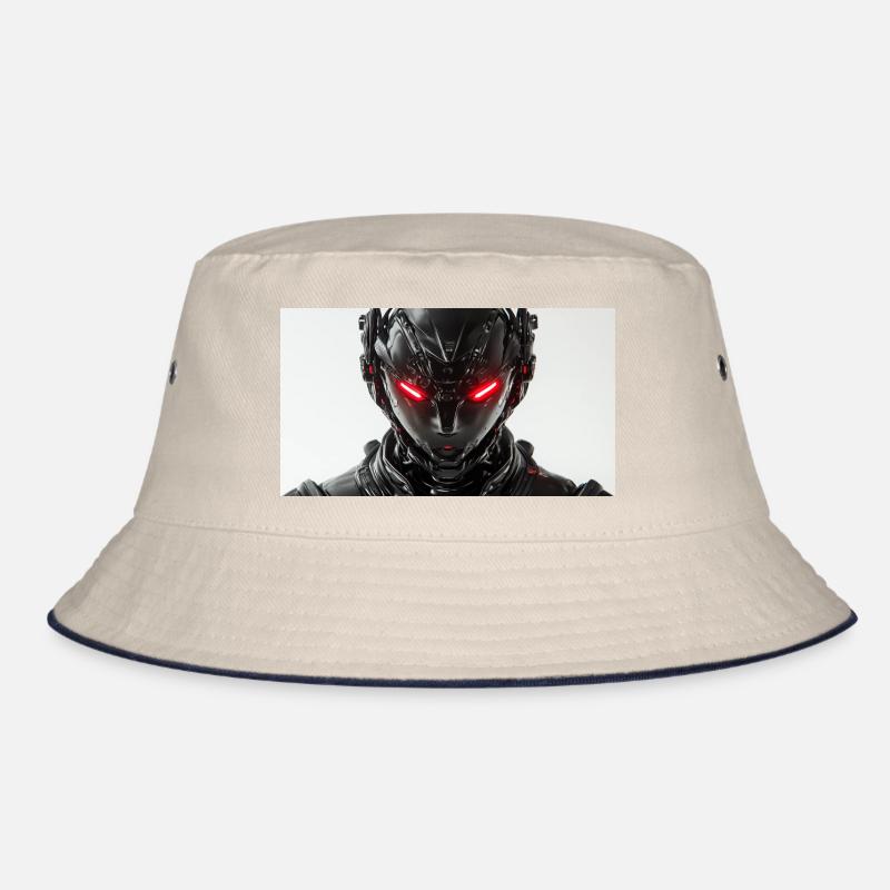 Futuristischer Roboter mit rot leuchtenden Augen Bucket Hat