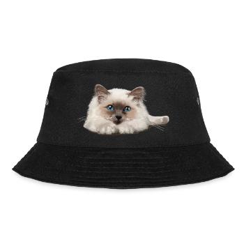 Blue-eyed cat resting - Bucket Hat - black - Front - Lela (165cm)