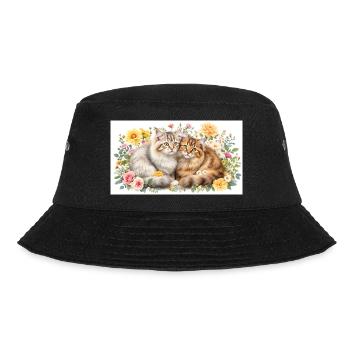 Pastel cats in spring bloom - Bucket Hat - black - Front - Lela (165cm)