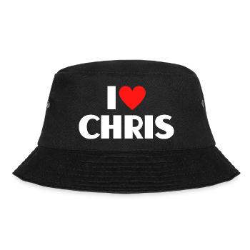 I love Chris Rotes Herz Romantischer Name Fan - Bucket Hat - Schwarz - Vorne - Lela (165cm)