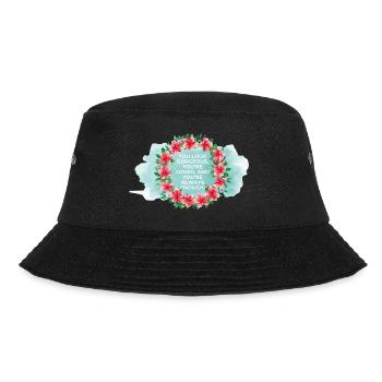 You’re Loved & Enough – Aquarell Blumenkranz - Bucket Hat - Schwarz - Vorne - Lela (165cm)