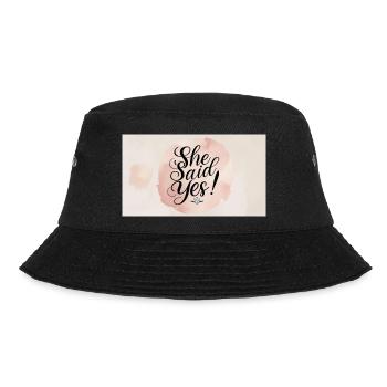 Sie sagte Ja – Verlobungsfeier Stil - Bucket Hat - Schwarz - Vorne - Lela (165cm)