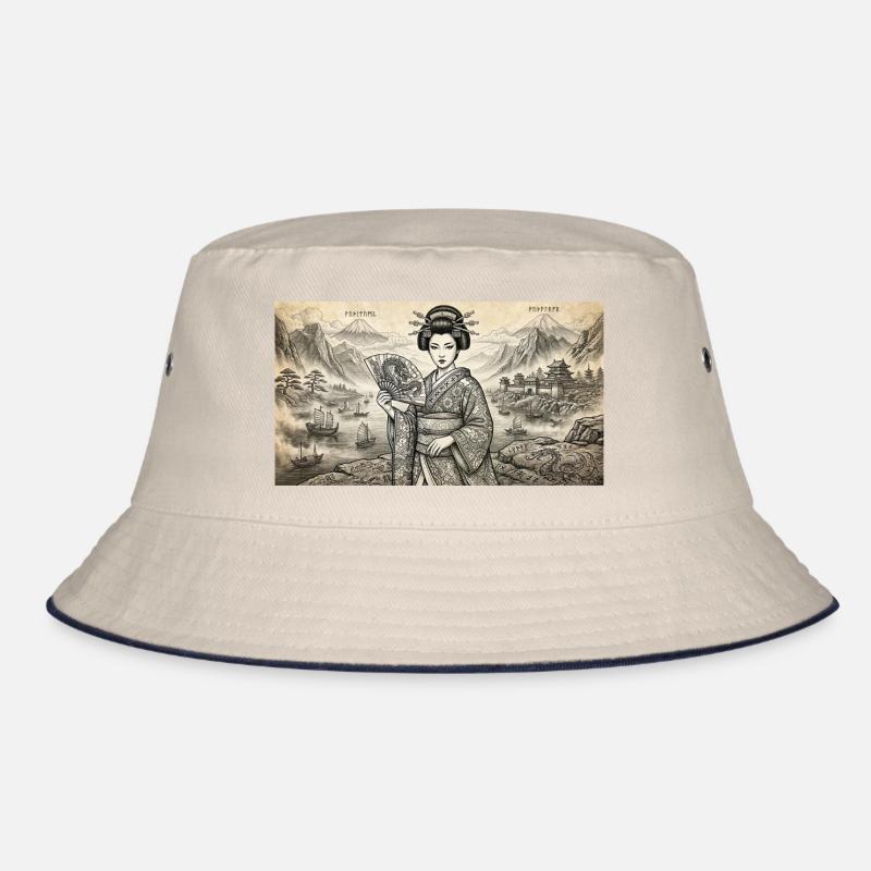 Geisha Ukiyo-e Fächer-Idylle Bucket Hat