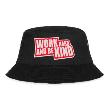 Work Hard And Be Kind Inspirierend Fleiß Güte Logo - Bucket Hat - Schwarz - Vorne - Lela (165cm)