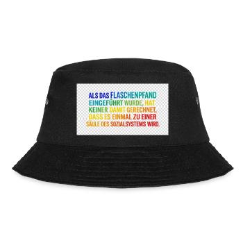Flaschenpfand als Säule des Systems - Bucket Hat - Schwarz - Vorne - Lela (165cm)