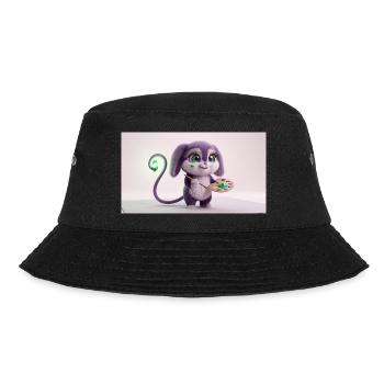 Cute Fluffy Creature Artist with Paint Palette and - Bucket Hat - Schwarz - Vorne - Lela (165cm)