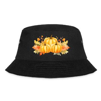 Pumpkin Trio – Herbstliches Aquarell‑Design - Bucket Hat - Schwarz - Vorne