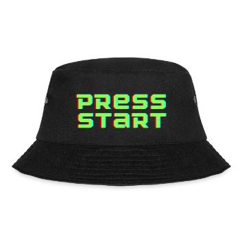 Press Start Arcade pinball machine green neon retro - Bucket Hat - black - Front - Lela (165cm)