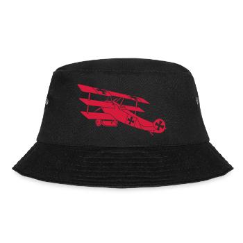 Fokker Airplane Flugzeug Roter Baron Red World War - Bucket Hat - black - Front - Lela (165cm)