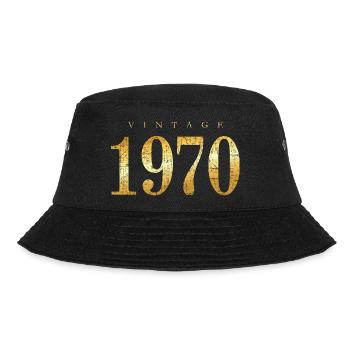Vintage 1970 (Antik Goldgelb) Geburtstag - Bucket Hat - Schwarz - Vorne - Lela (165cm)
