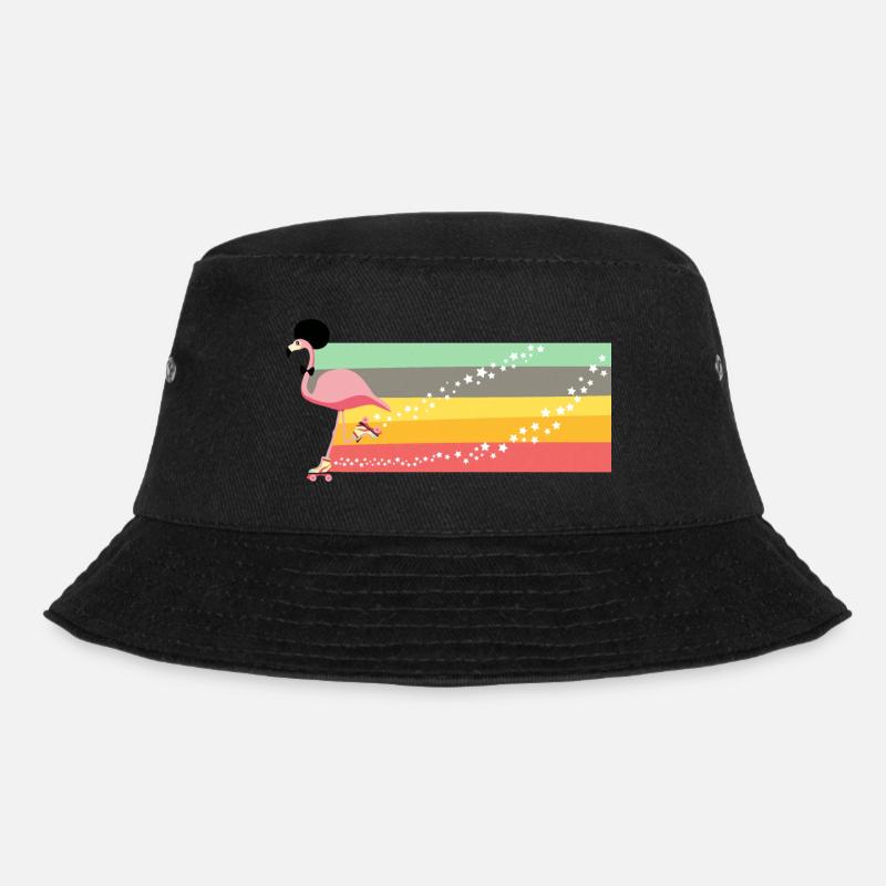 Retro Flamingo Rollerblade - Bucket Hat - Schwarz