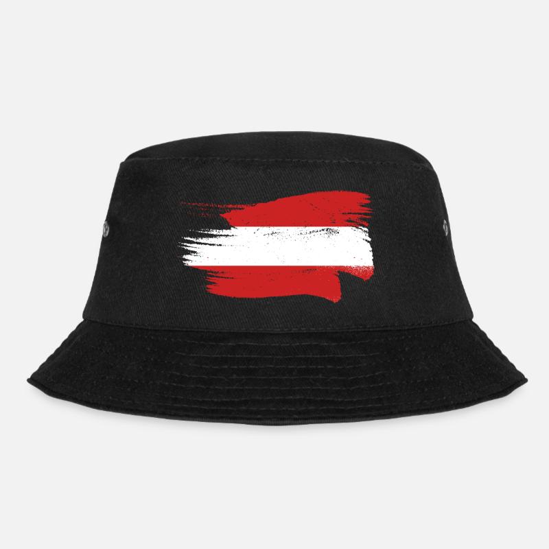 Austria Flag Austria Austrian Flag AT - Bucket Hat - black