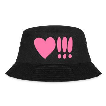 Herz mit Ausrufezeichen Pink - Bucket Hat - Schwarz - Vorne - Lela (165cm)
