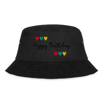 Birthday. HAPPY BIRTHDAY. Happy birthday. - Bucket Hat - black - Front - Lela (165cm)