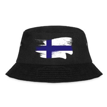 Finnland Flagge Suomi Finnische Fahne Used Look - Bucket Hat - Schwarz - Vorne - Lela (165cm)