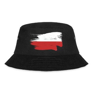 Polen Flagge Used Look Polska Polnische Fahne - Bucket Hat - Schwarz - Vorne - Lela (165cm)