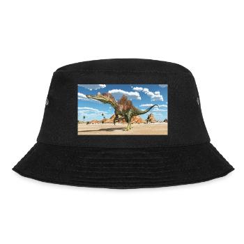 Dinosaurier Ichthyovenator in einer Landschaft - Bucket Hat - Schwarz - Vorne - Lela (165cm)