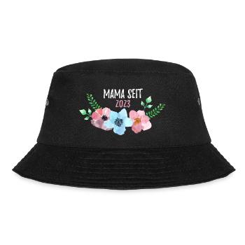 Mama seit 2023 Spruch Geschenk zur Geburt - Bucket Hat - Schwarz - Vorne - Lela (165cm)