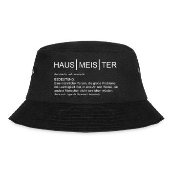 Bedeutung Hausmeister Geschenk Facility Manager - Bucket Hat - Schwarz - Vorne - Lela (165cm)