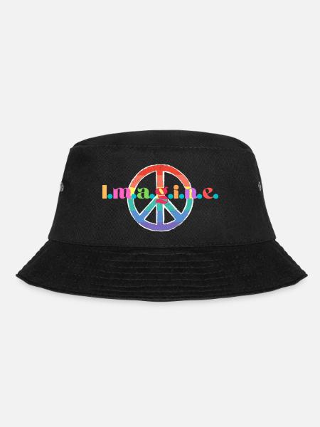 Ein Produkt mit der Aufschrift "Imagine" und einem Friedenszeichen! - Bucket Hat - Schwarz