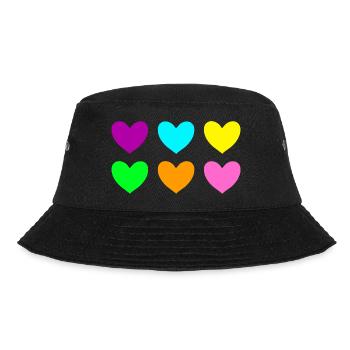 Herzen neon bunt - Bucket Hat - Schwarz - Vorne - Lela (165cm)