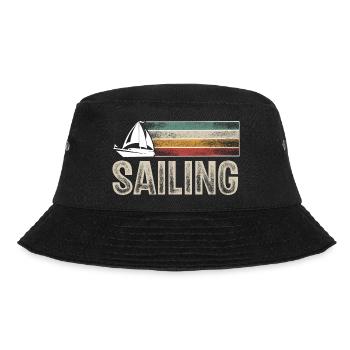 Segeln Segler Segelboot Retro Vintage - Bucket Hat - Schwarz - Vorne - Lela (165cm)