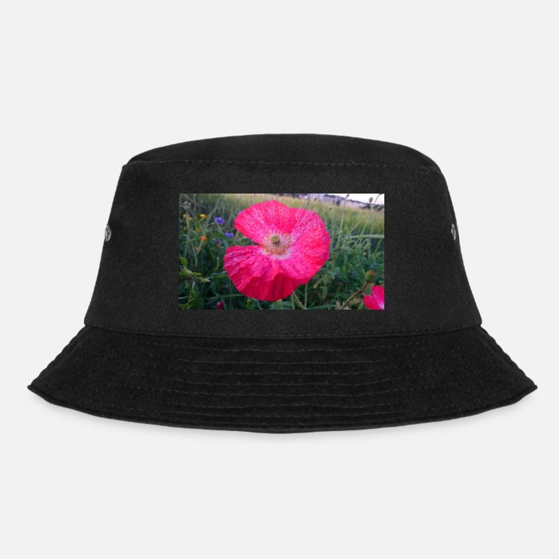 Rote Blume - Bucket Hat - Schwarz